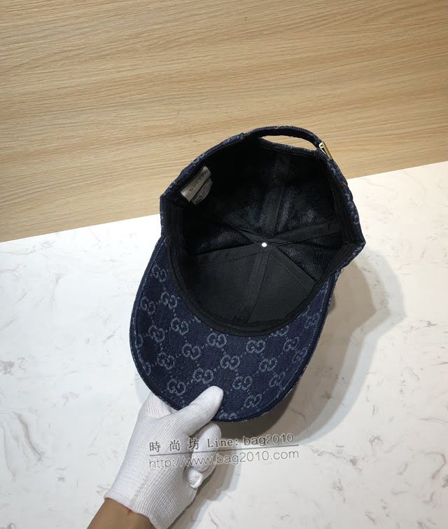 Gucci新品女士帽子 古馳做舊牛仔珍珠鴨舌帽棒球帽  mm1591